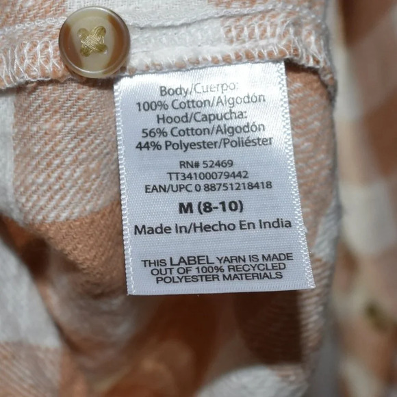 TIME & TRU Women's Button Down Hooded Drawstring Flannel Shirt Size M 8-10 - Picture 3 of 4